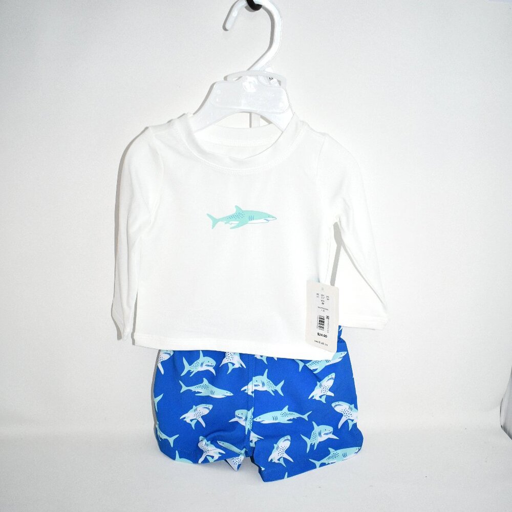 Adventurewear 360 Baby Rashgaurd & Shark Swim Trunks Set 3 MOS Blue #S54AWST5800